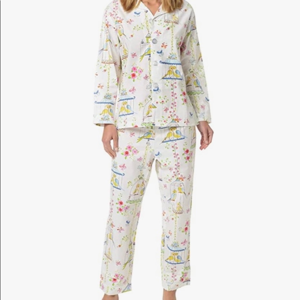 The Cat’s Pajamas Women’s “Lovebirds” Cotton Long-sleeve PJ Set- Large